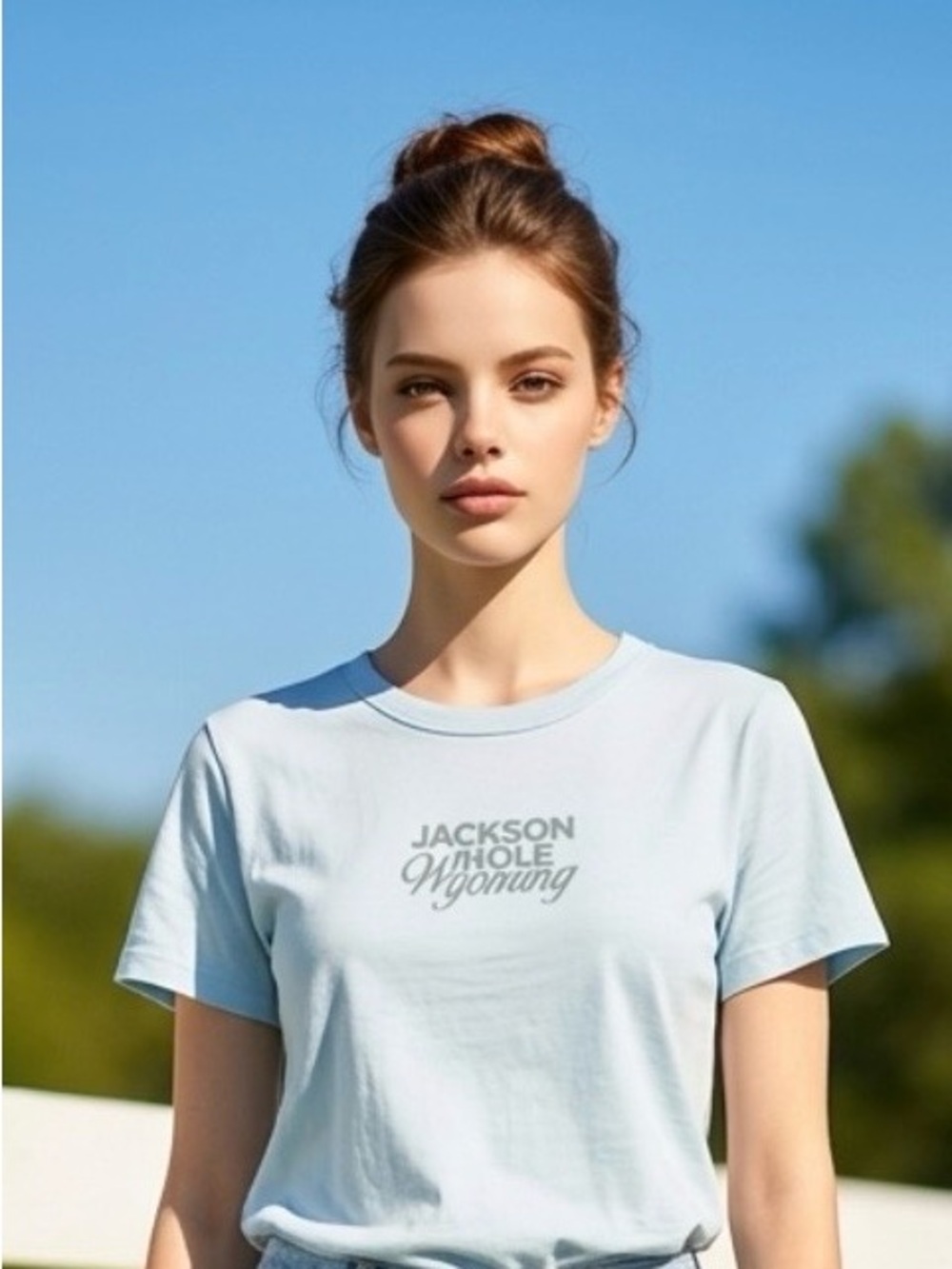 Old Navy Light Blue Jackson Hole Graphic Tee - Women